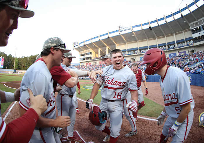 Colby Shelton celebrates home run at SEC Tournament